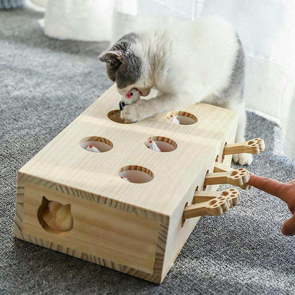고양이 두더지잡기 원목 장난감 캣펀치 냥냥펀치 놀이 3번째 이미지