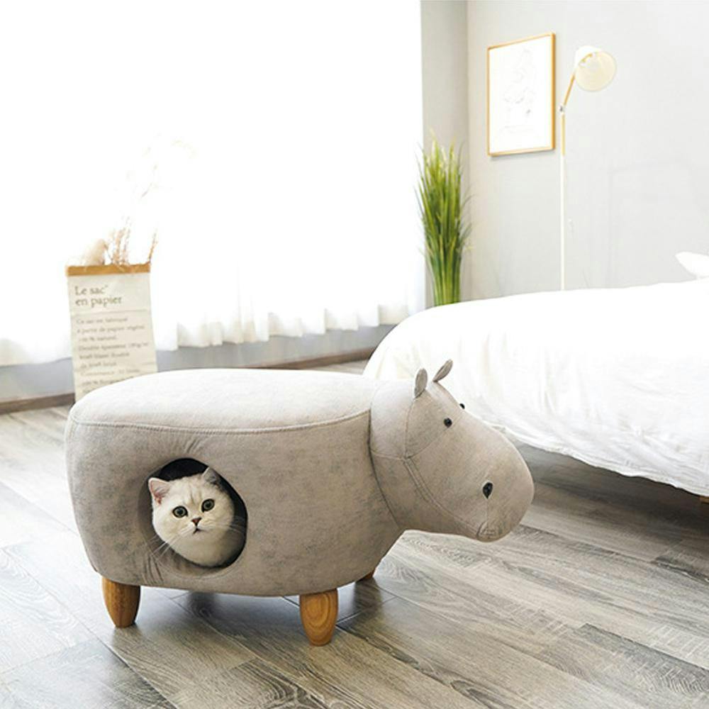 쏘울펫 원목 동물모양 의자 하우스 (코끼리/돼지/하마/코뿔소) 2번째 이미지