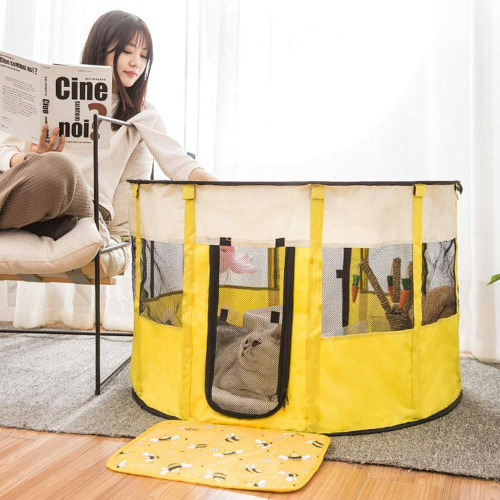 쏘울펫 강아지집 고양이집 접이식 우리 원형 텐트 침대 하우스 숨숨집 캠핑 나들이 놀이방	 1번째 이미지