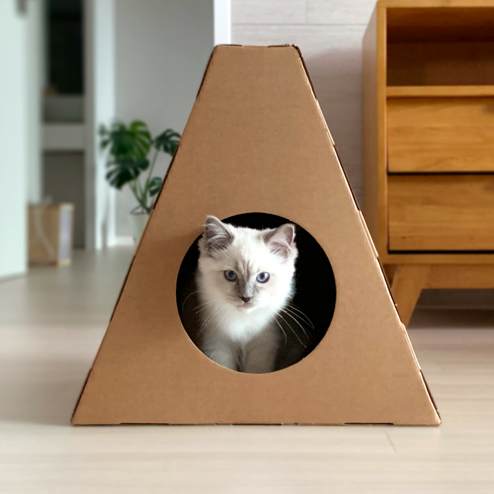 코쿠모노 골판지 숨숨집 고양이 하우스 삼각 5번째 이미지