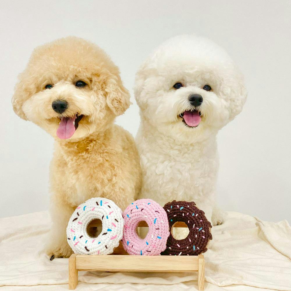 개달당 도넛츠 삑삑 바스락 장난감 (화이트/브라운/핑크) 2번째 이미지