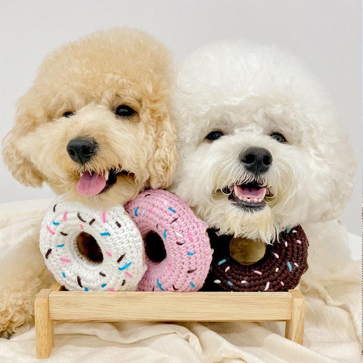 개달당 도넛츠 삑삑 바스락 장난감 (화이트/브라운/핑크) 1번째 이미지